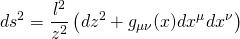 \[d{s^2} = \frac{{{l^2}}}{{{z^2}}}\left( {d{z^2} + {g_{\mu \nu }}(x)d{x^\mu }d{x^\nu }} \right)\]