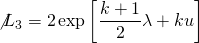 \[{\not L_3} = 2\exp \left[ {\frac{{k + 1}}{2}\lambda + ku} \right]\]